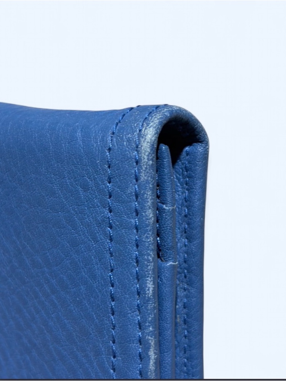 Authentic Prada Blue Leather Wallet Gold Logo w/ Certificate - Picture 15 of 16